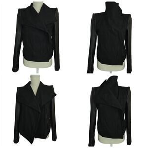 BCBG MAXAZRIA Padded Shoulder Black Bomber Jacket Sz Small